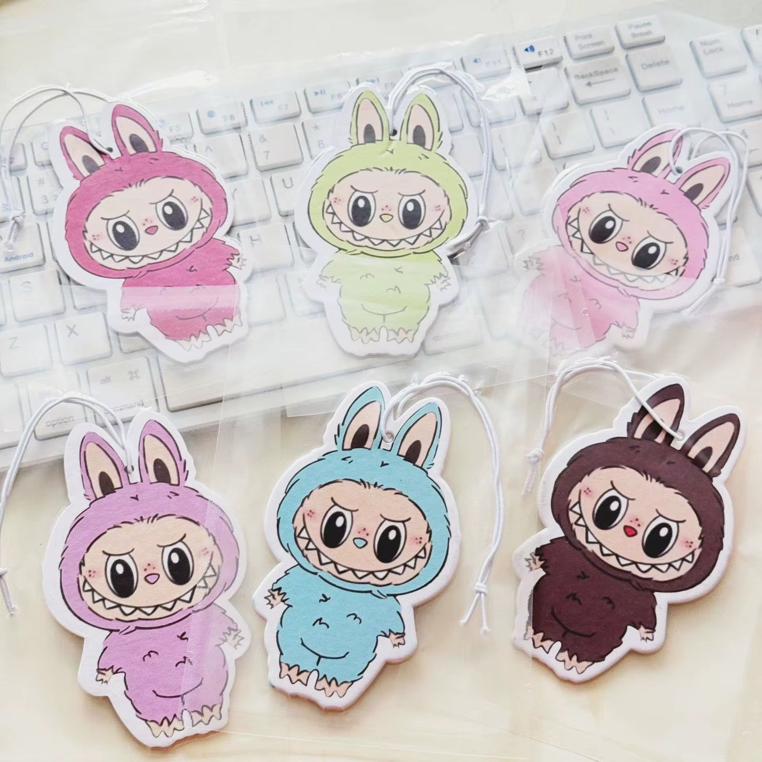 Bring your favourite Labubu to life with our playful collection of floral-scented air fresheners, each inspired by a different Labubu mood and colour