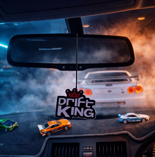 drift king air freshener hanging from rear view mirror